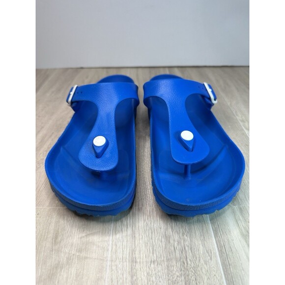 Birkenstock Sandals Womens 10 Mens 8 Gizeh Eva Rubber Royal Blue Thong Flip Flop - Picture 3 of 16